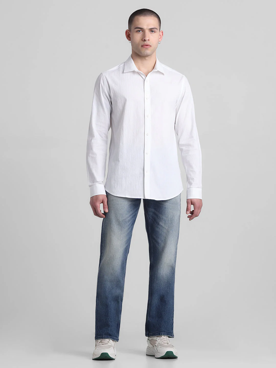 White Textured Cotton Shirt - Image 6