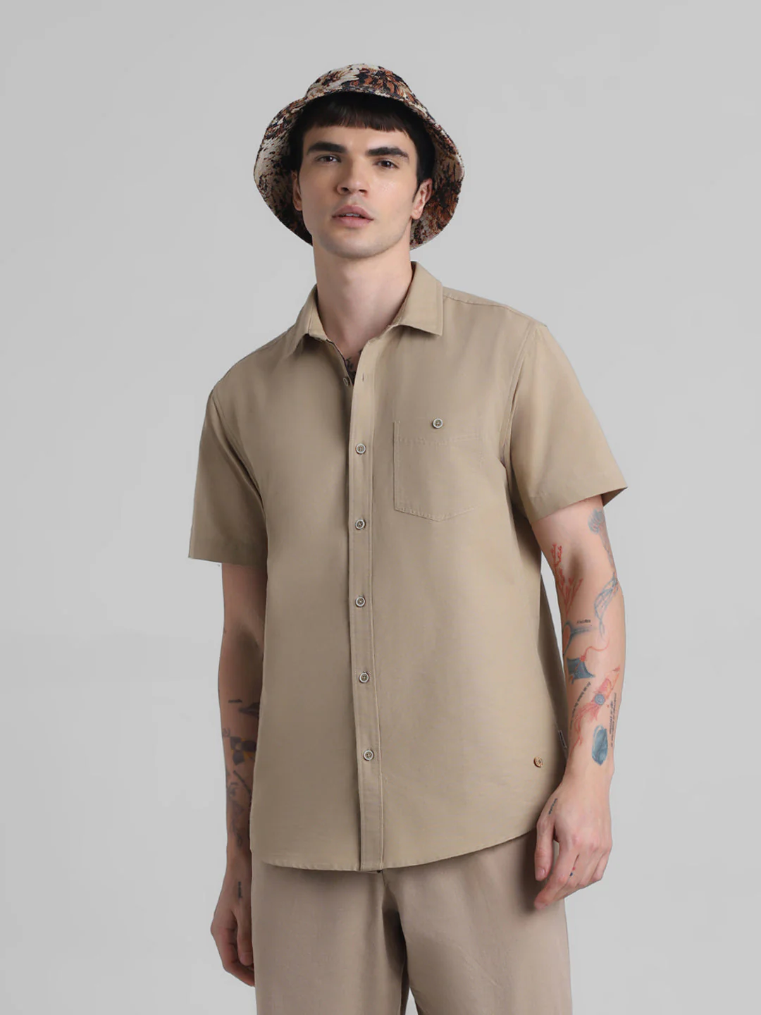 Beige Short Sleeve Shirt