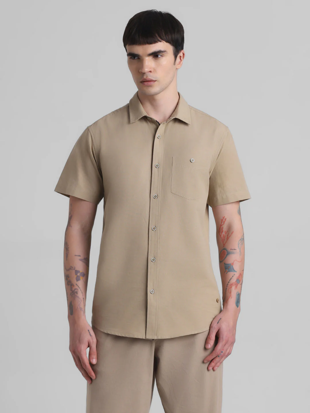 Beige Short Sleeve Shirt - Image 2