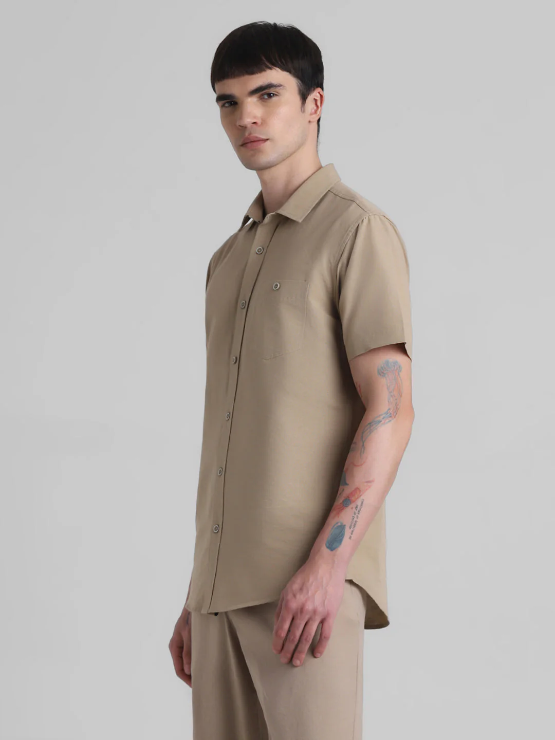 Beige Short Sleeve Shirt - Image 3