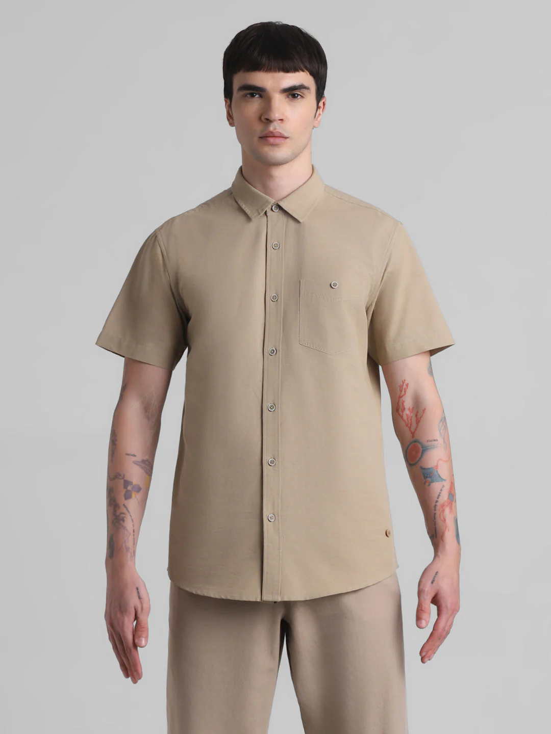 Beige Short Sleeve Shirt - Image 8