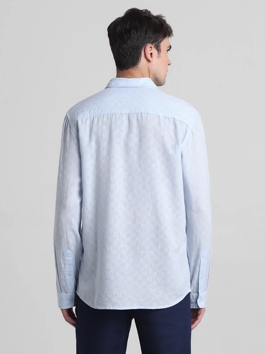 Light Blue Linen Blend Dobby Shirt - Image 4