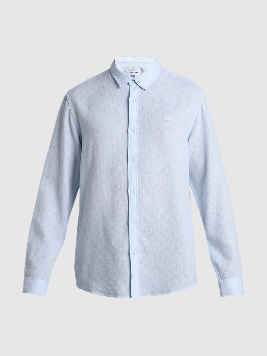 Light Blue Linen Blend Dobby Shirt - Image 7