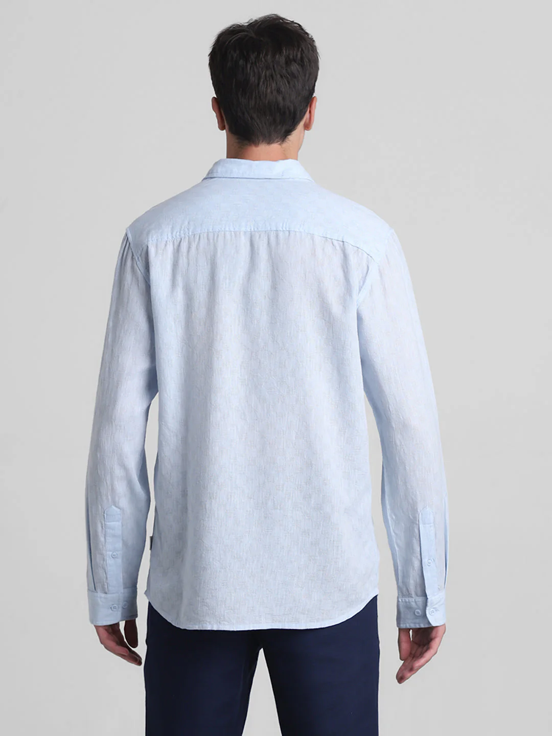 Light Blue Linen Blend Dobby Shirt - Image 9