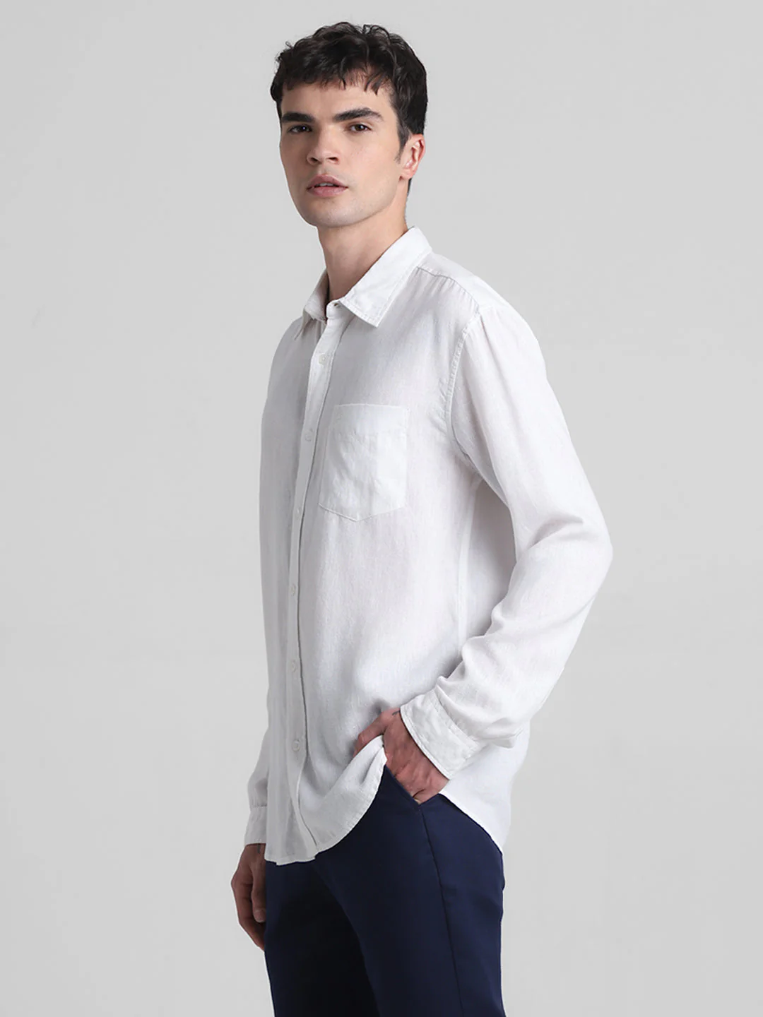 White Linen Blend Shirt - Image 3