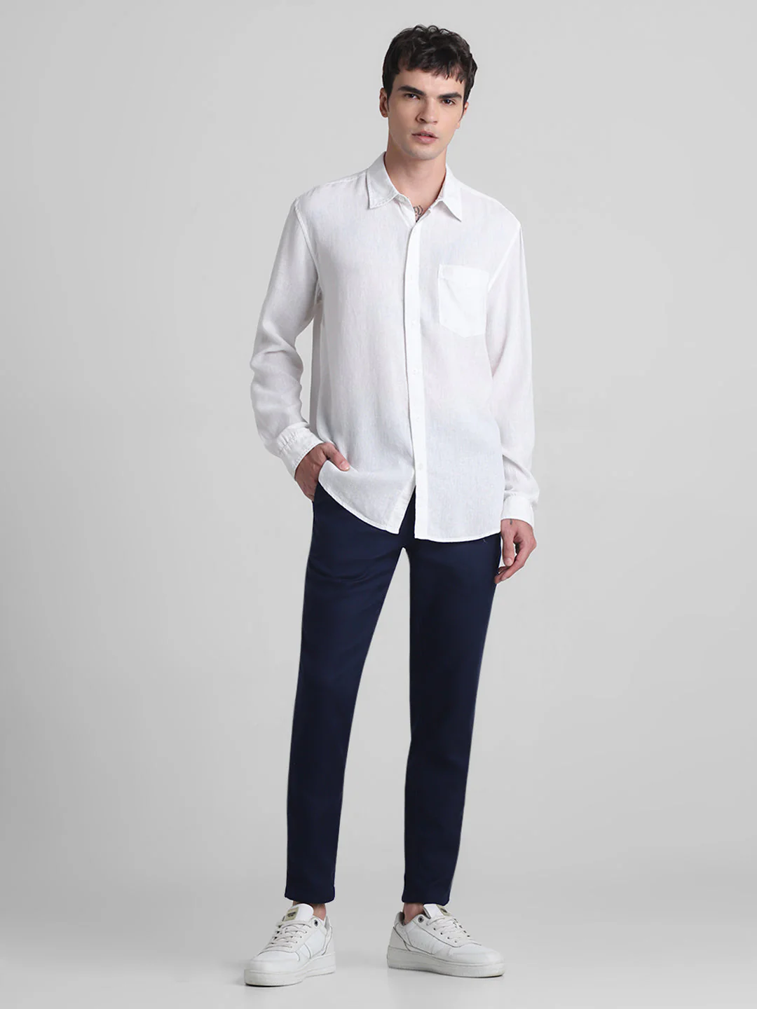 White Linen Blend Shirt - Image 6