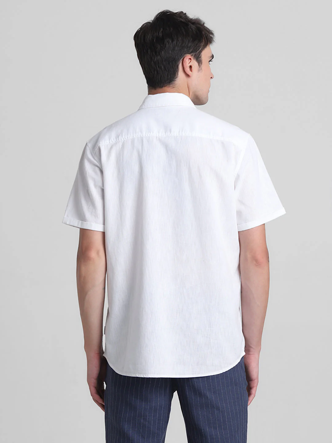 White Linen Blend Short Sleeves Shirt - Image 4
