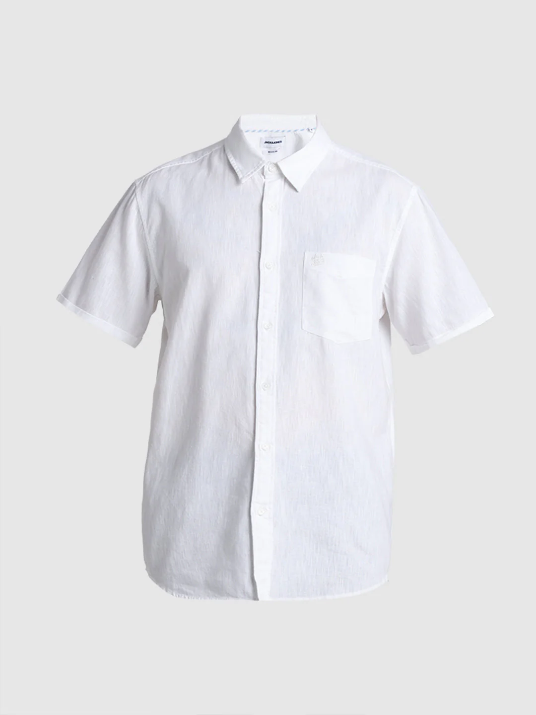 White Linen Blend Short Sleeves Shirt - Image 7