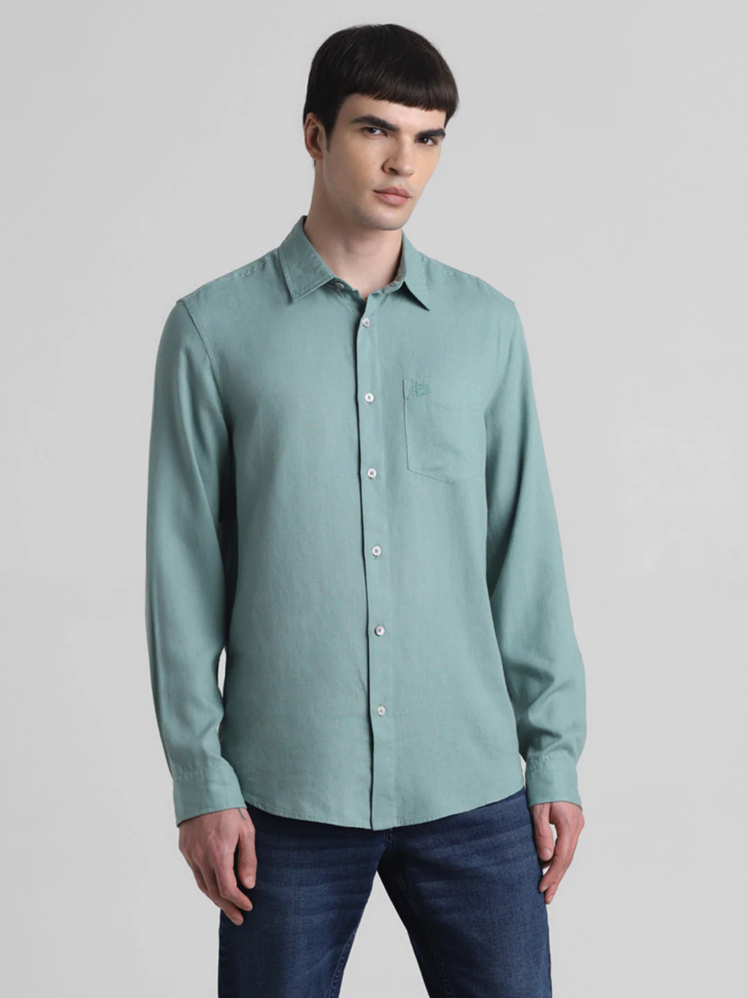 Sage Green Linen Blend Shirt - Image 2