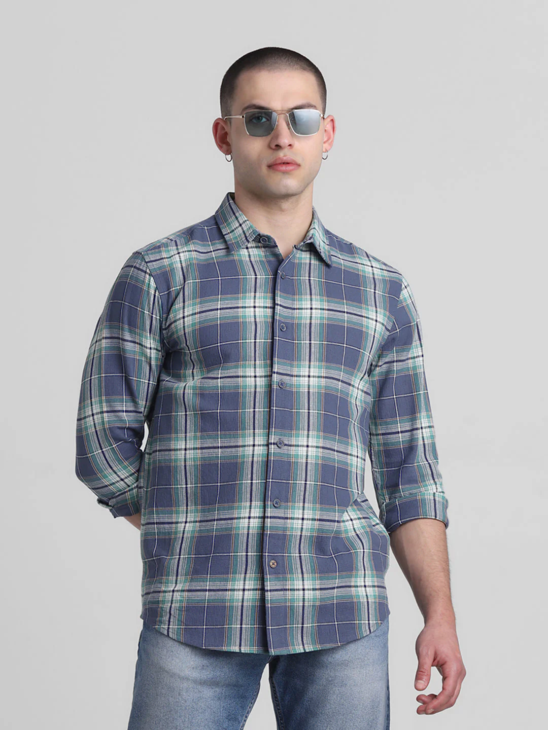 Vintage Indigo Check Cotton Shirt