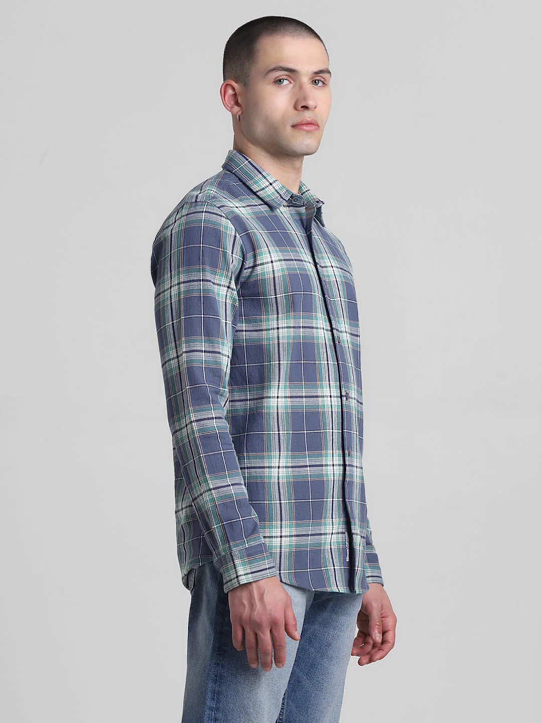 Vintage Indigo Check Cotton Shirt - Image 3