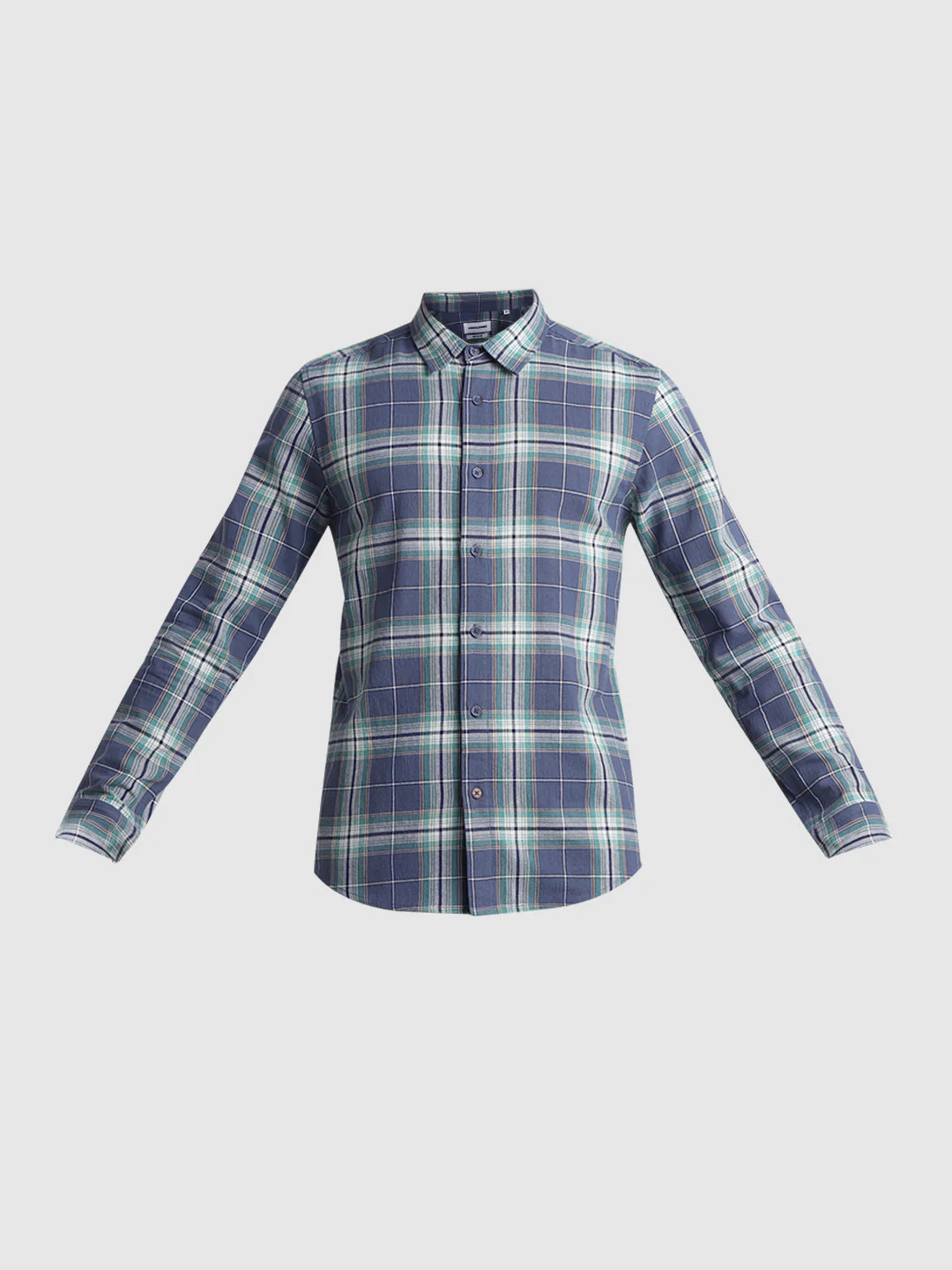 Vintage Indigo Check Cotton Shirt - Image 7
