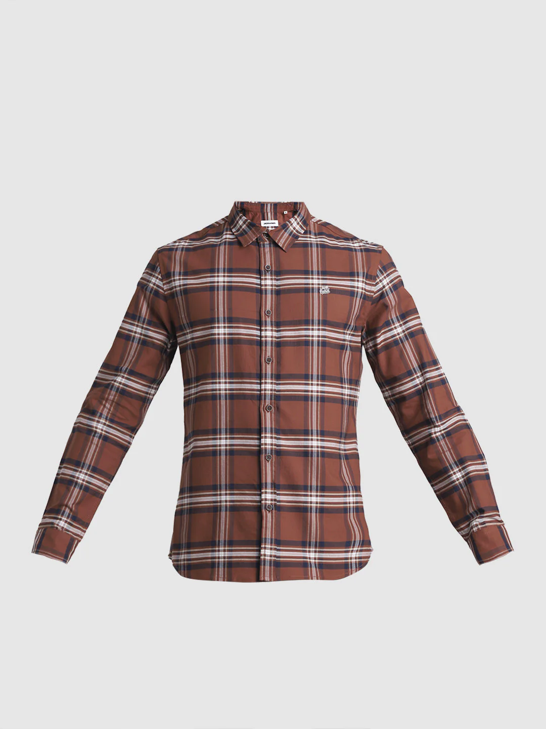 Dark Brown Check Cotton Shirt - Image 7