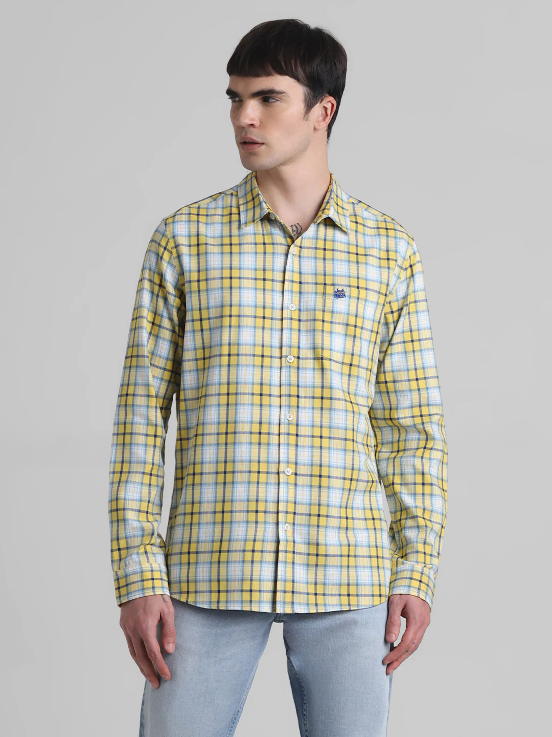 Yellow Check Cotton Shirt - Image 2