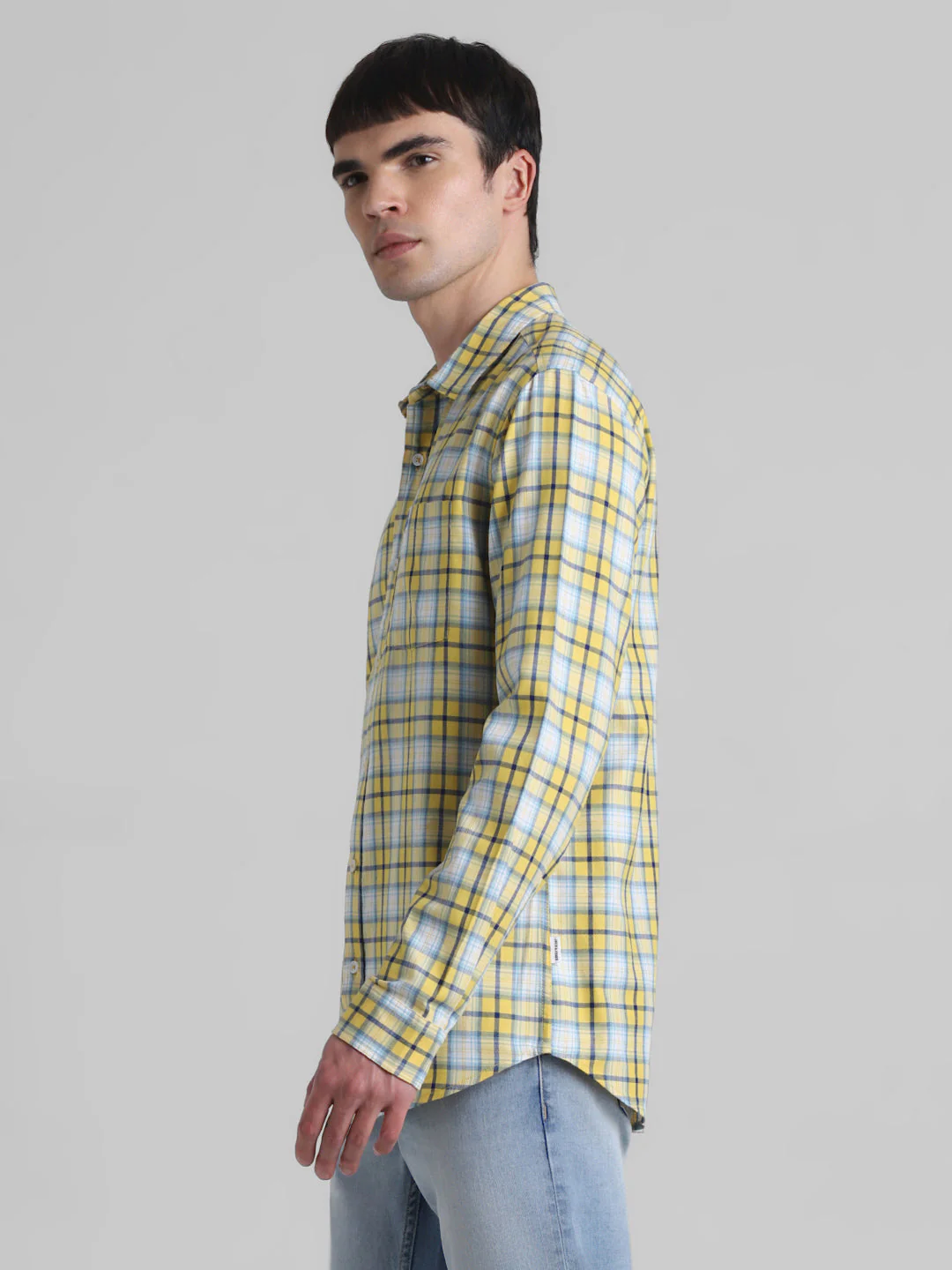 Yellow Check Cotton Shirt - Image 3