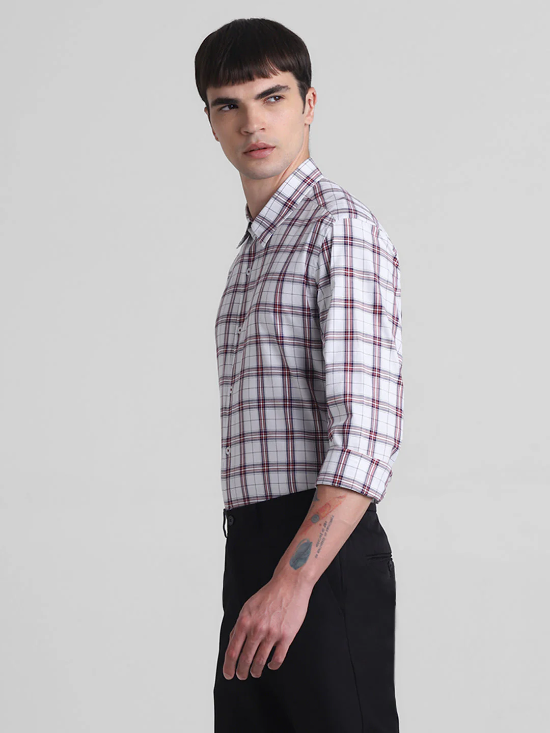 White Check Full Sleeves Shirt - Image 3