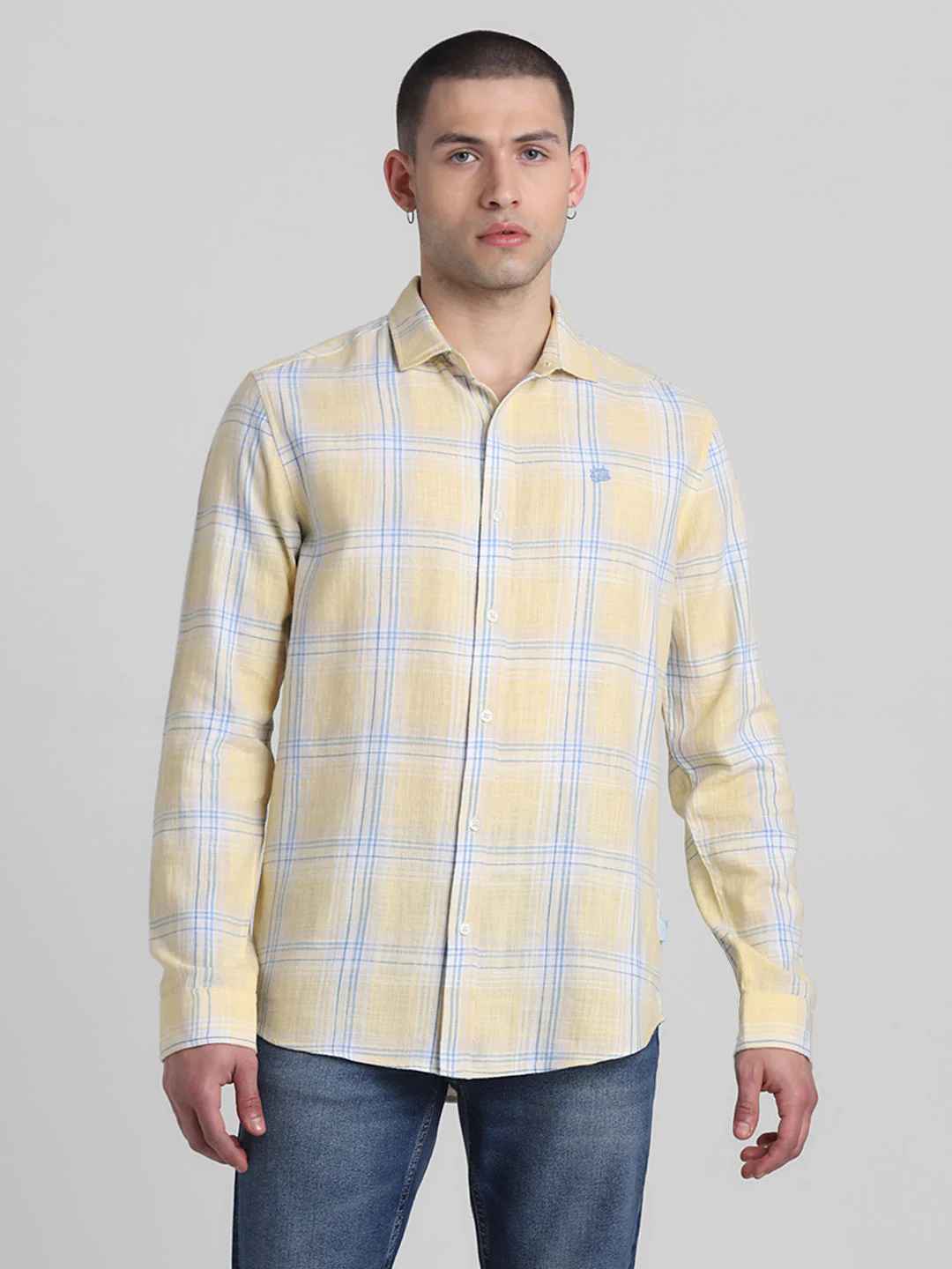 Yellow Check Cotton Shirt - Image 2