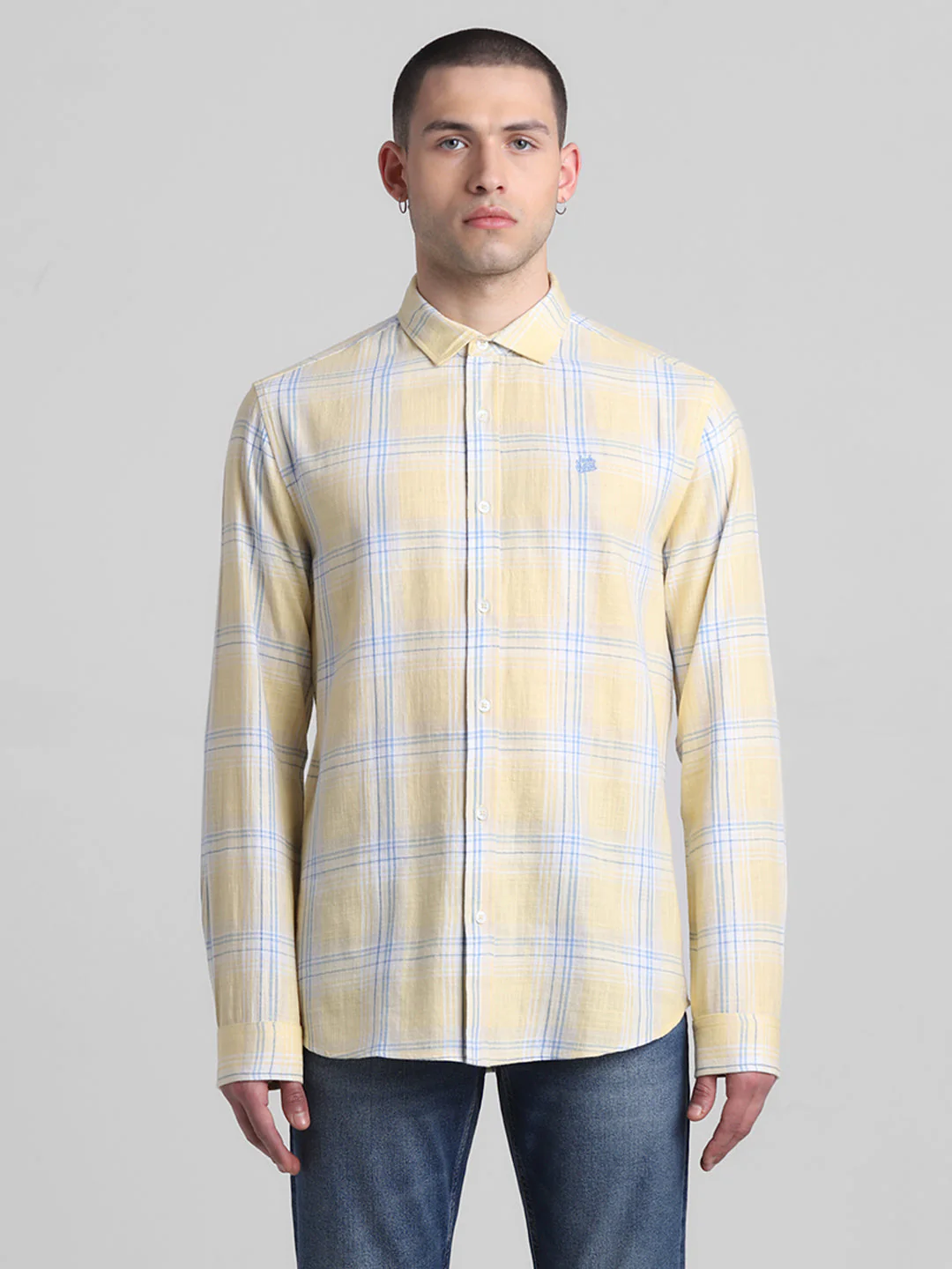 Yellow Check Cotton Shirt - Image 8