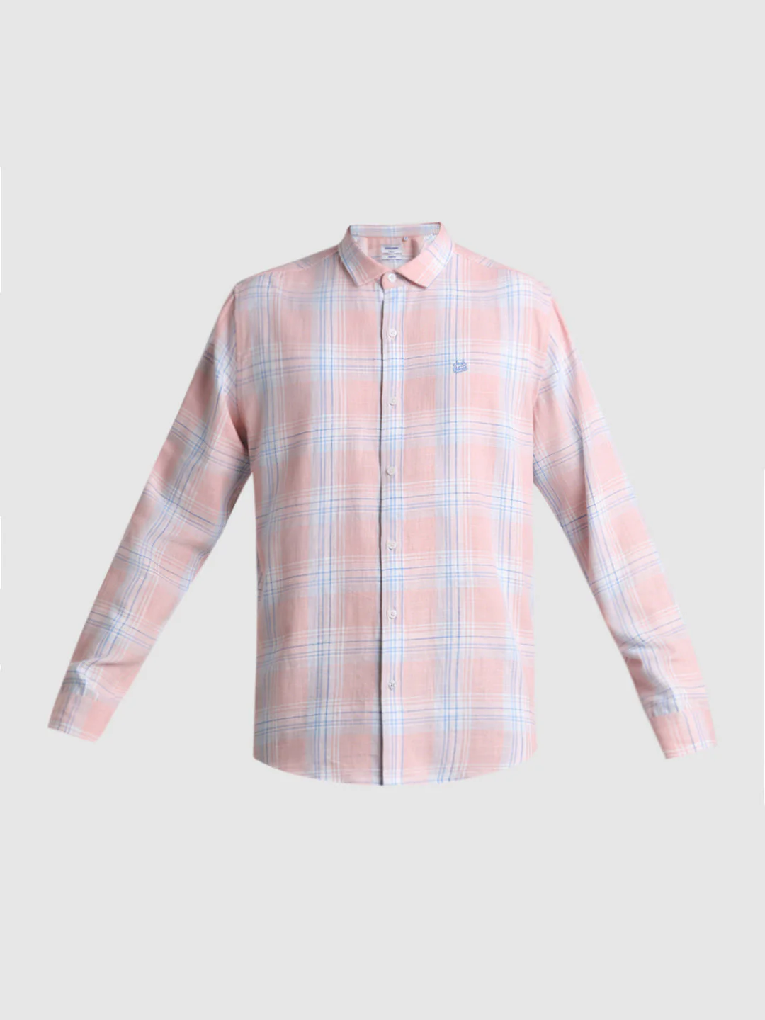 Coral Pink Check Cotton Shirt - Image 7