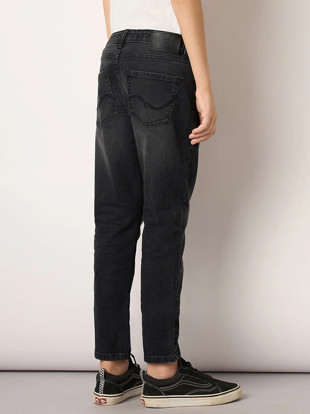 Boys Dark Grey Mid Rise Slim Fit Jeans - Image 4