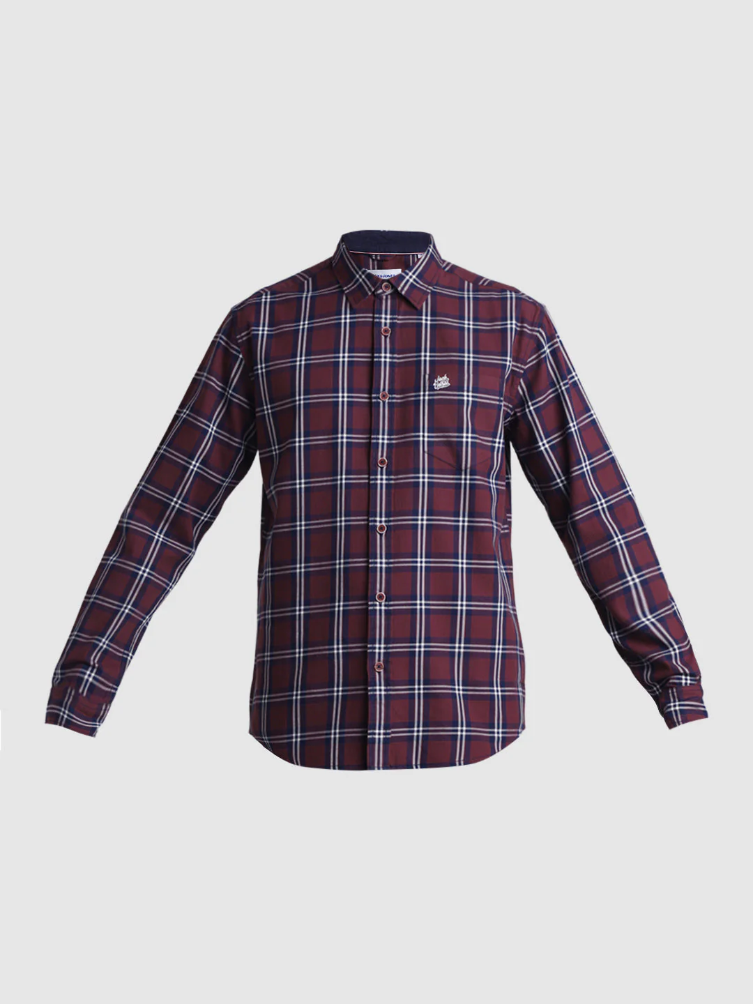 Dark Red Check Cotton Shirt - Image 7