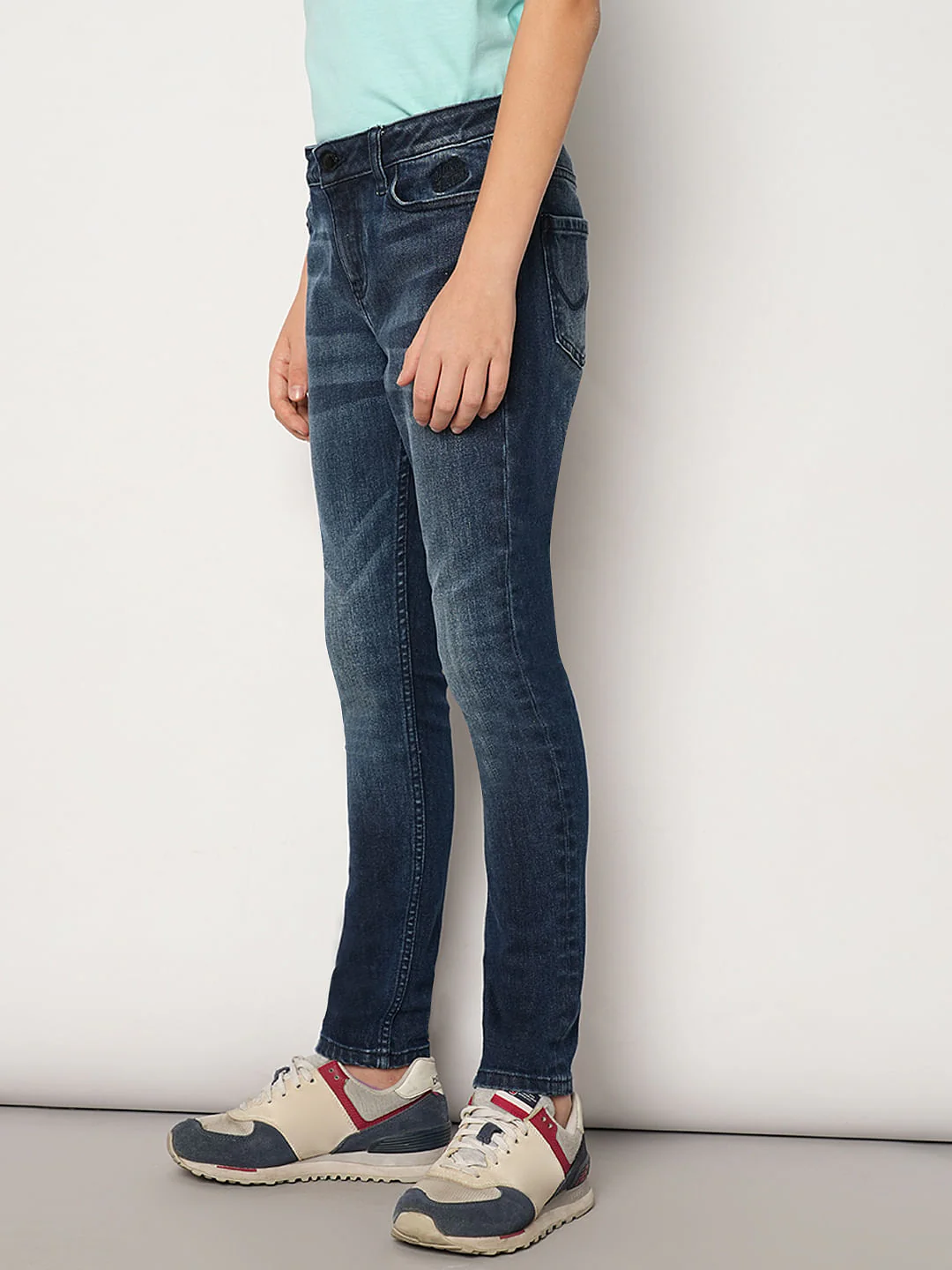 Boys Dark Blue Mid Rise Slim Fit Jeans - Image 3