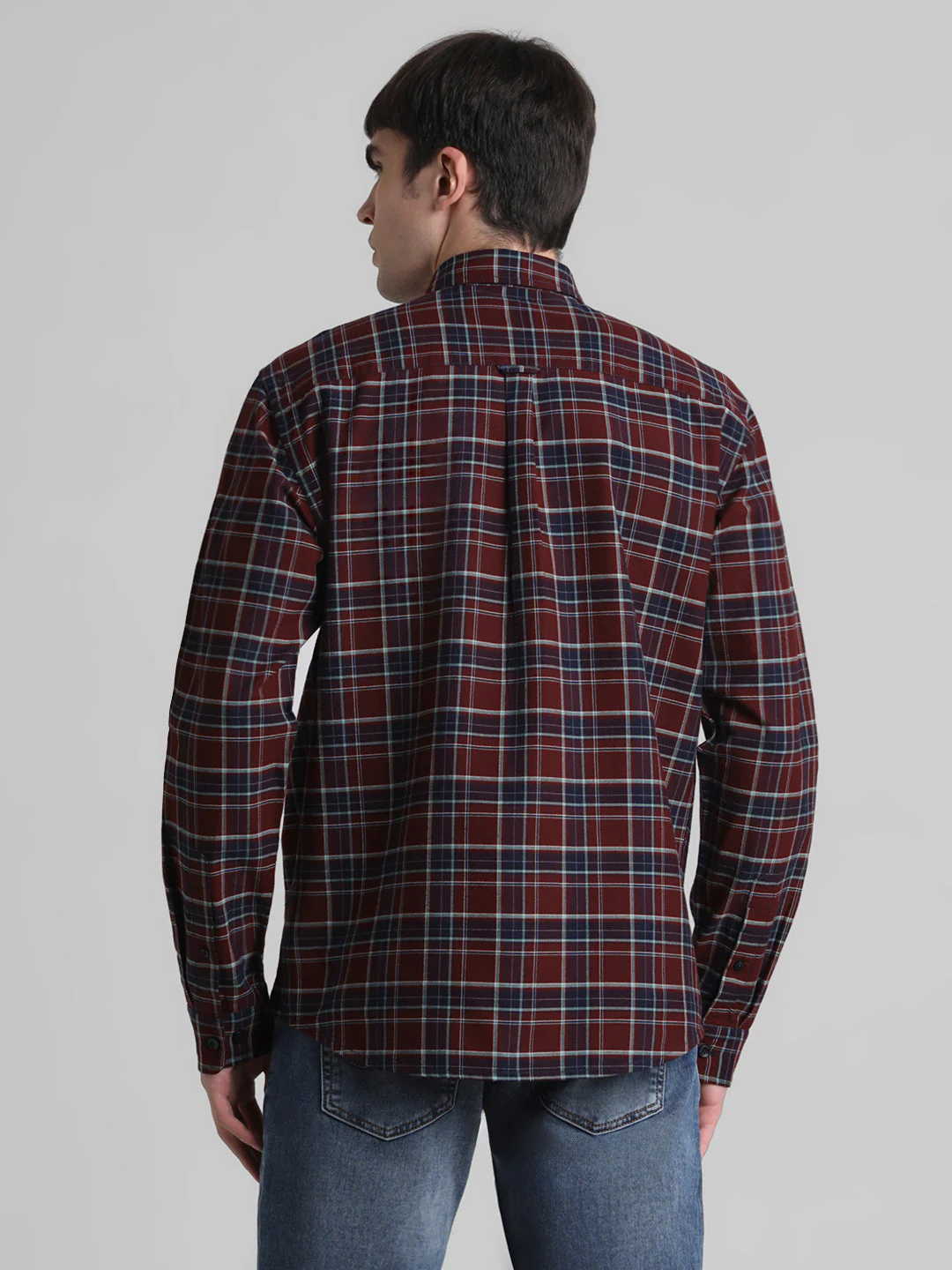 Maroon Check Cotton Shirt - Image 4