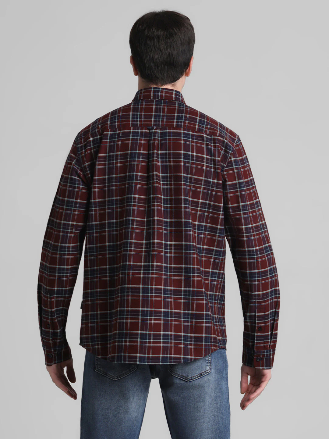 Maroon Check Cotton Shirt - Image 9