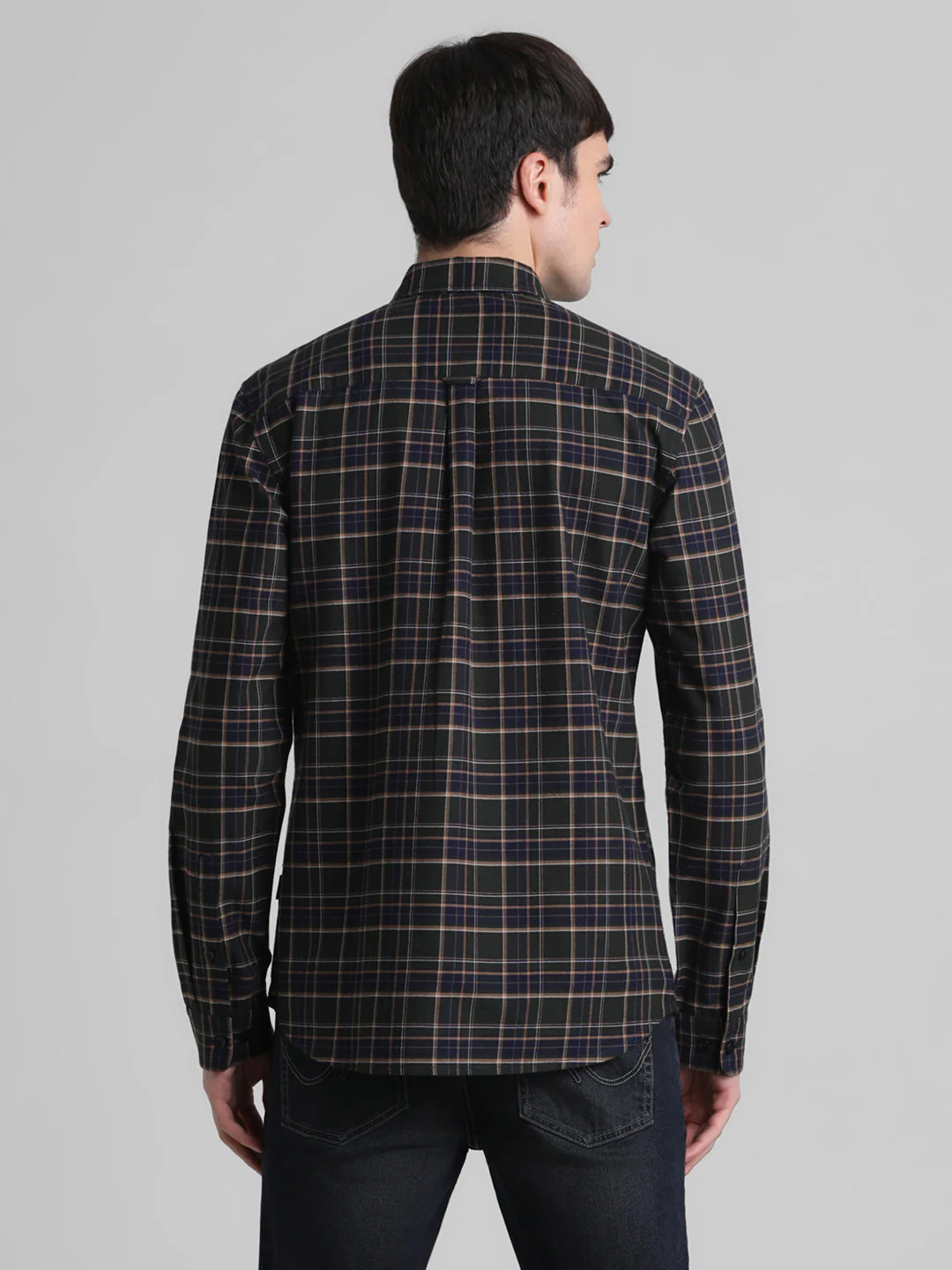 Dark Green Check Cotton Shirt - Image 4