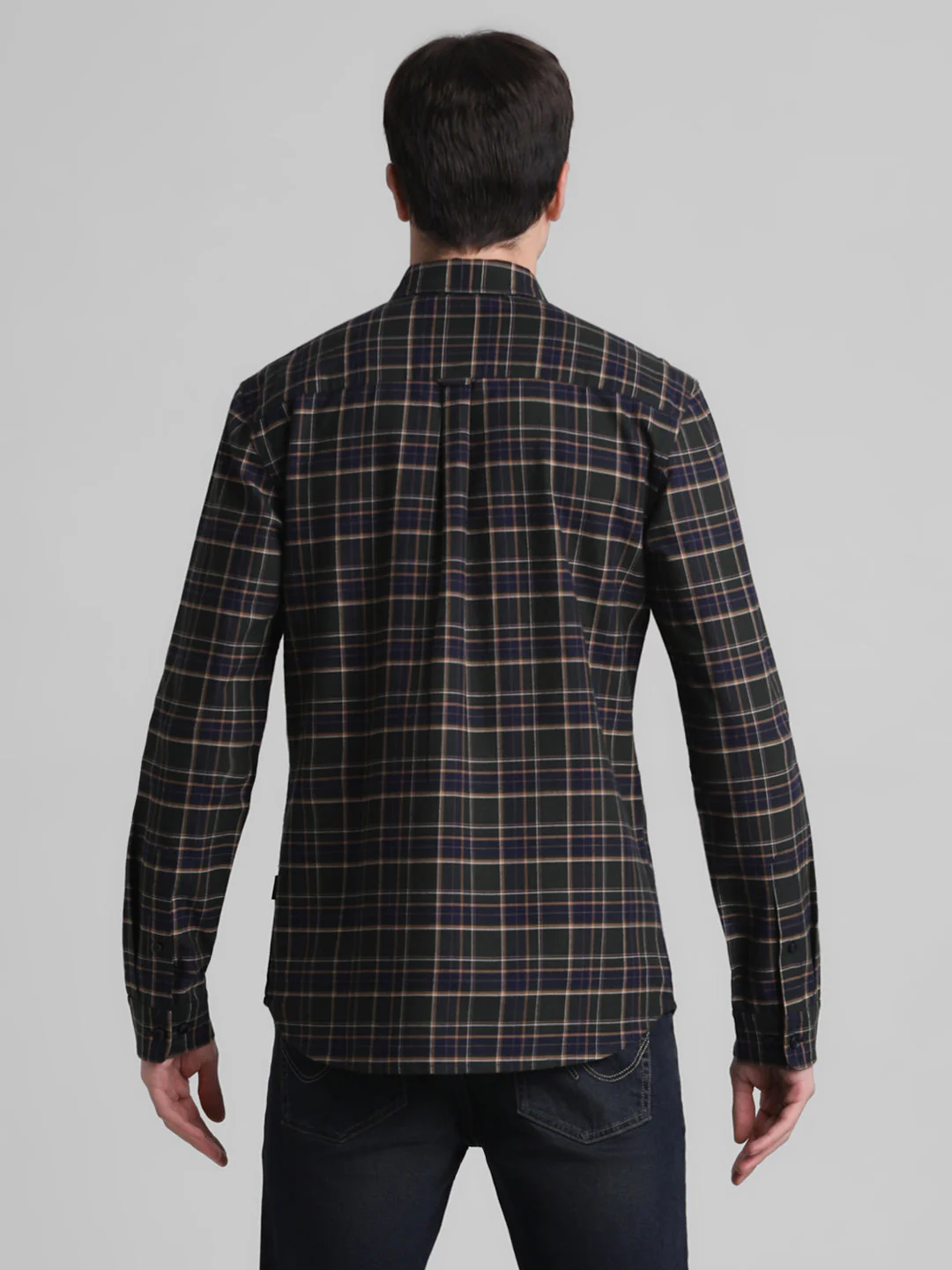 Dark Green Check Cotton Shirt - Image 9
