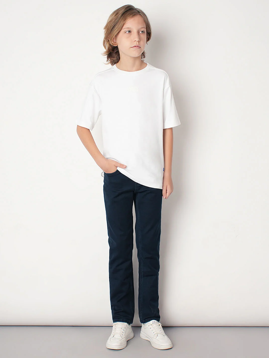 Boys Dark Blue Mid Rise Slim Fit Jeans - Image 5