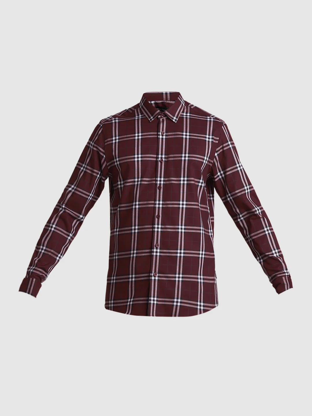 Maroon Check Cotton Shirt - Image 7