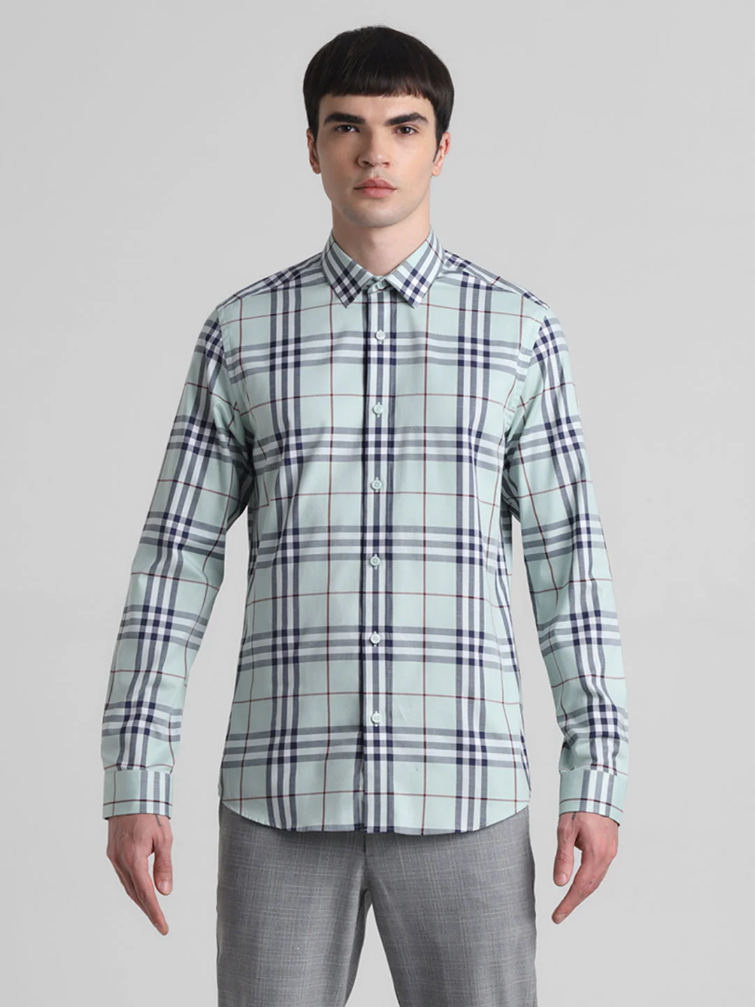 Light Green Check Cotton Shirt - Image 8