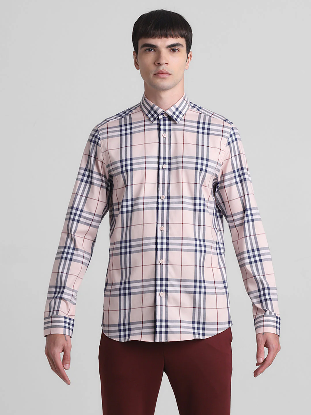 Light Pink Check Cotton Shirt - Image 8