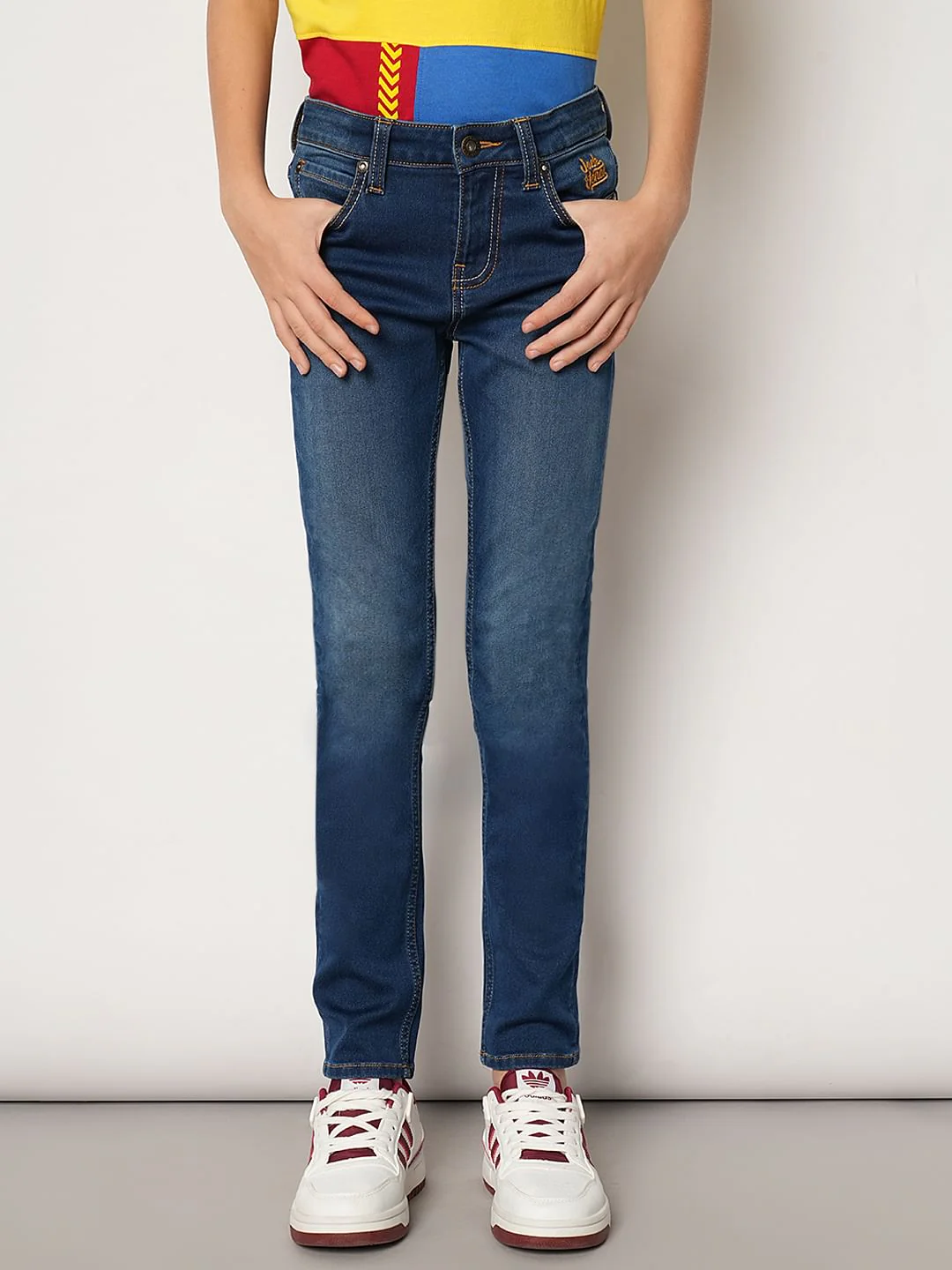 Boys Blue Mid Rise Regular Fit Jeans - Image 2