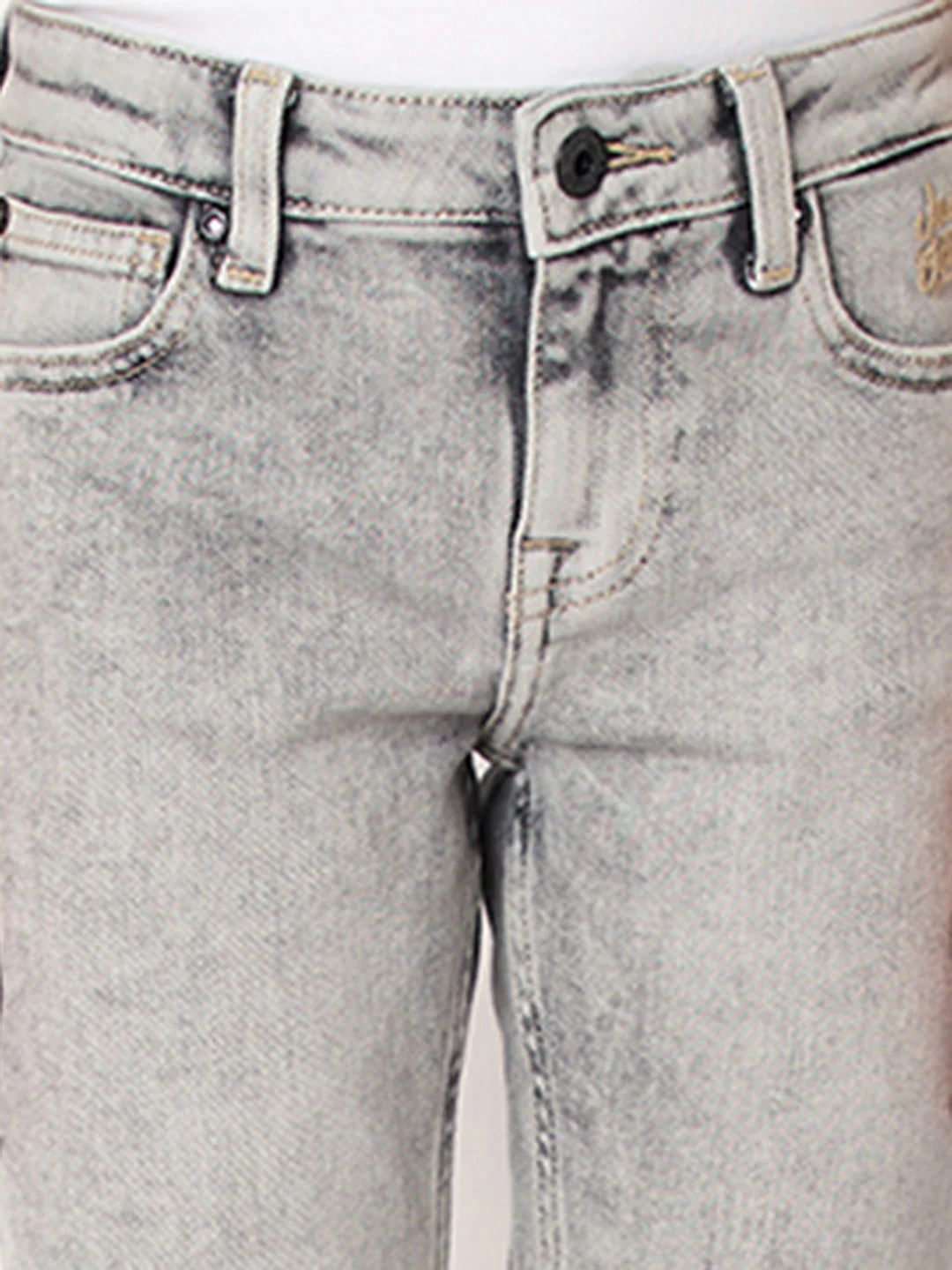 Boys Light Grey Mid Rise Straight Fit Jeans - Image 6