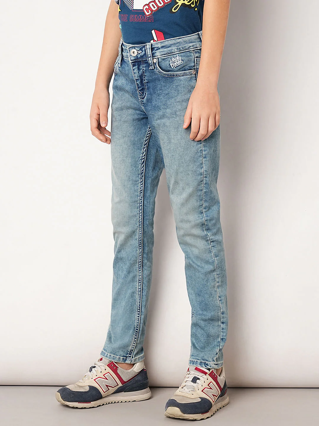 Blue Washed Regular Fit Jeans - Image 3