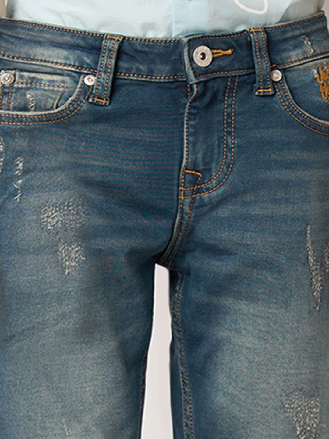Boys Blue Mid Rise Straight Fit Jeans - Image 6