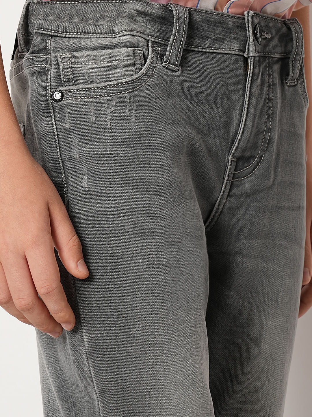 Boys Grey Mid Rise Regular Fit Jeans - Image 6