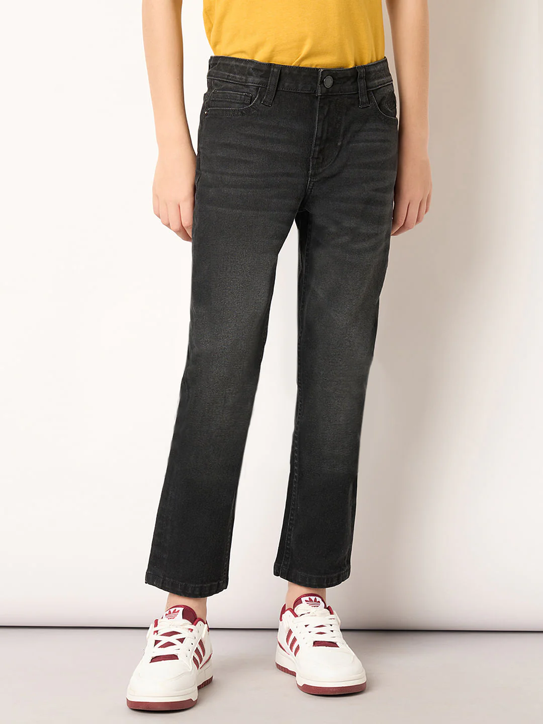 Boys Dark Grey Mid Rise Regular Fit Jeans - Image 2