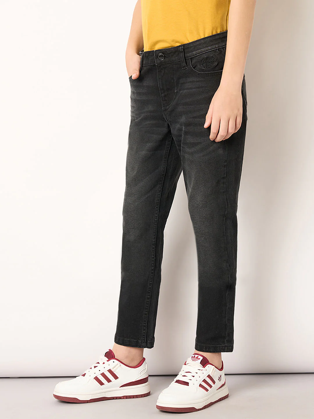Boys Dark Grey Mid Rise Regular Fit Jeans - Image 3