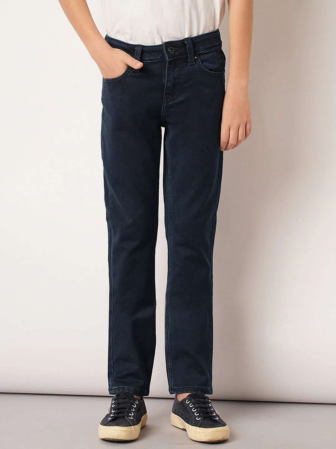 Boys Dark Blue Mid Rise Straight Fit Jeans - Image 2