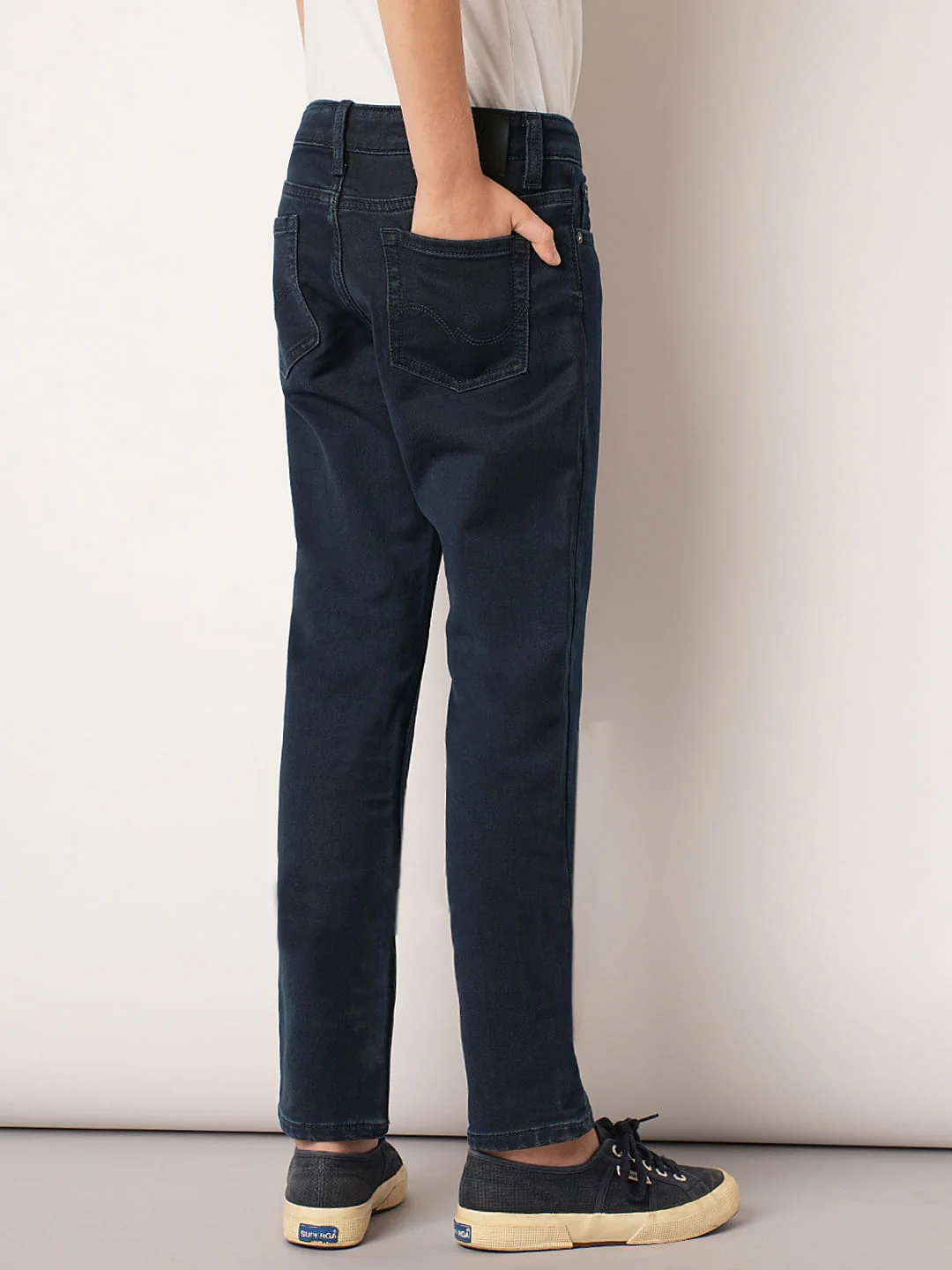 Boys Dark Blue Mid Rise Straight Fit Jeans - Image 4