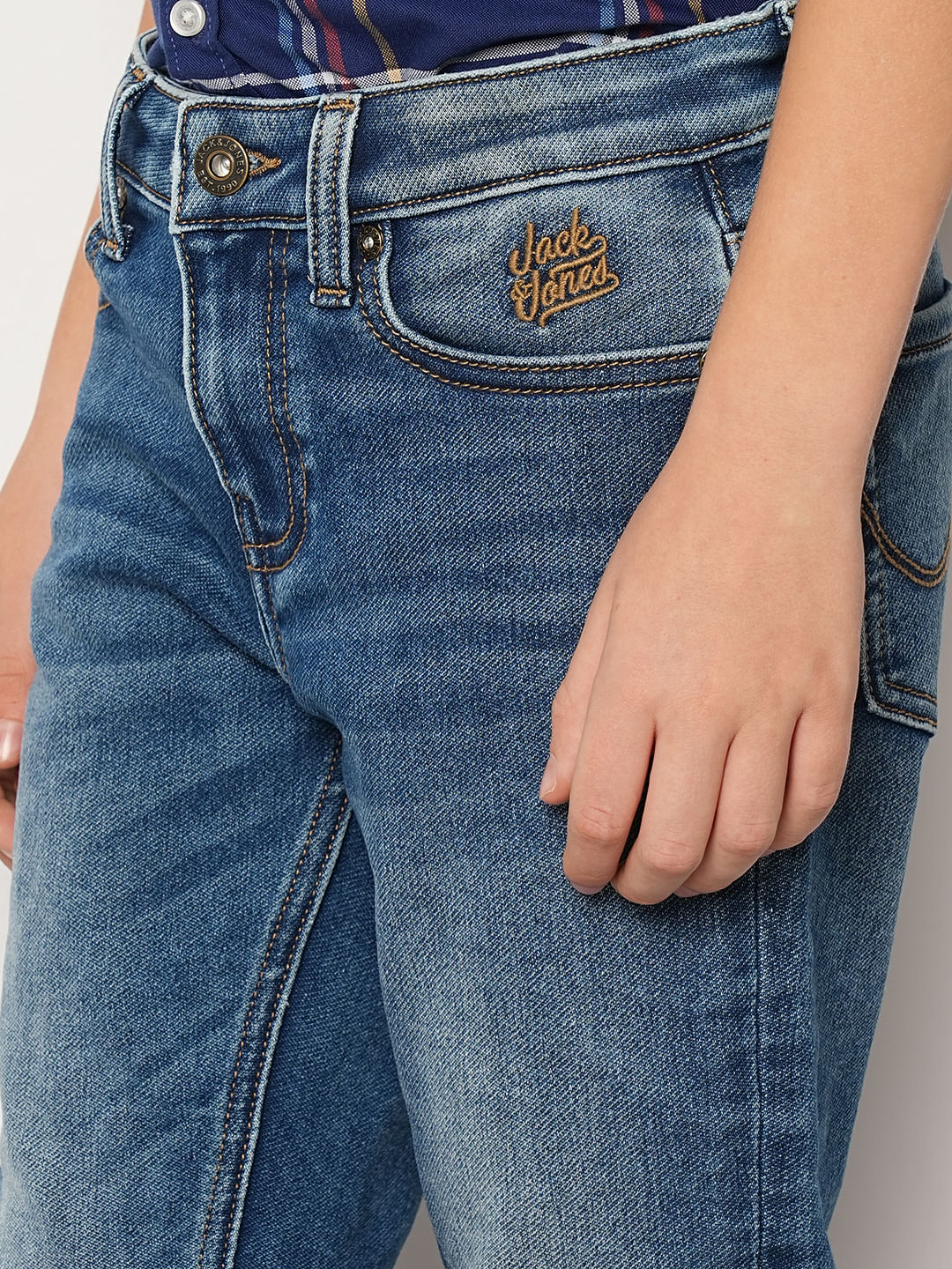 Boys Blue Mid Rise Regular Fit Jeans - Image 6
