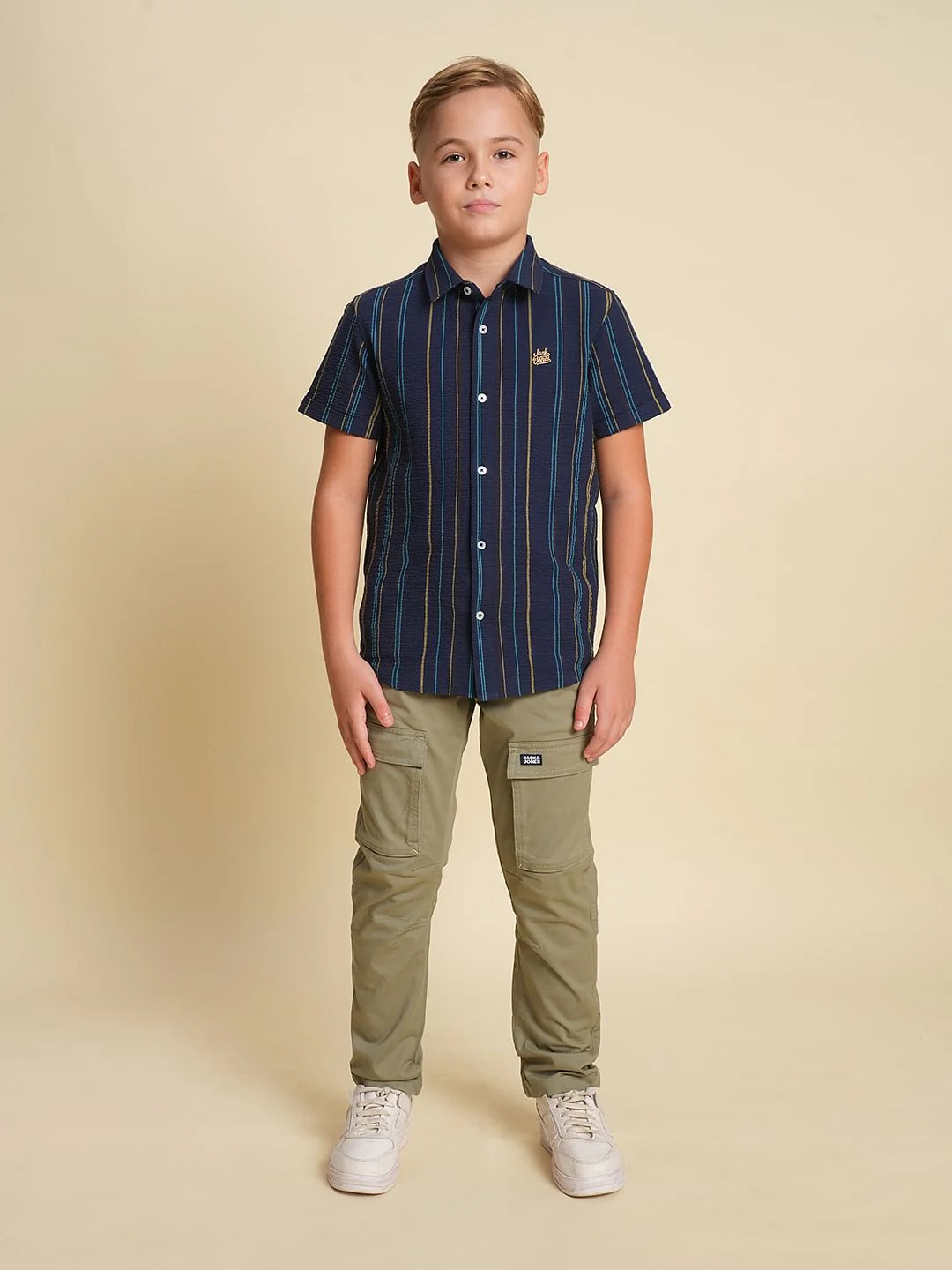 Boys Olive Cotton Cargo Pants - Image 5