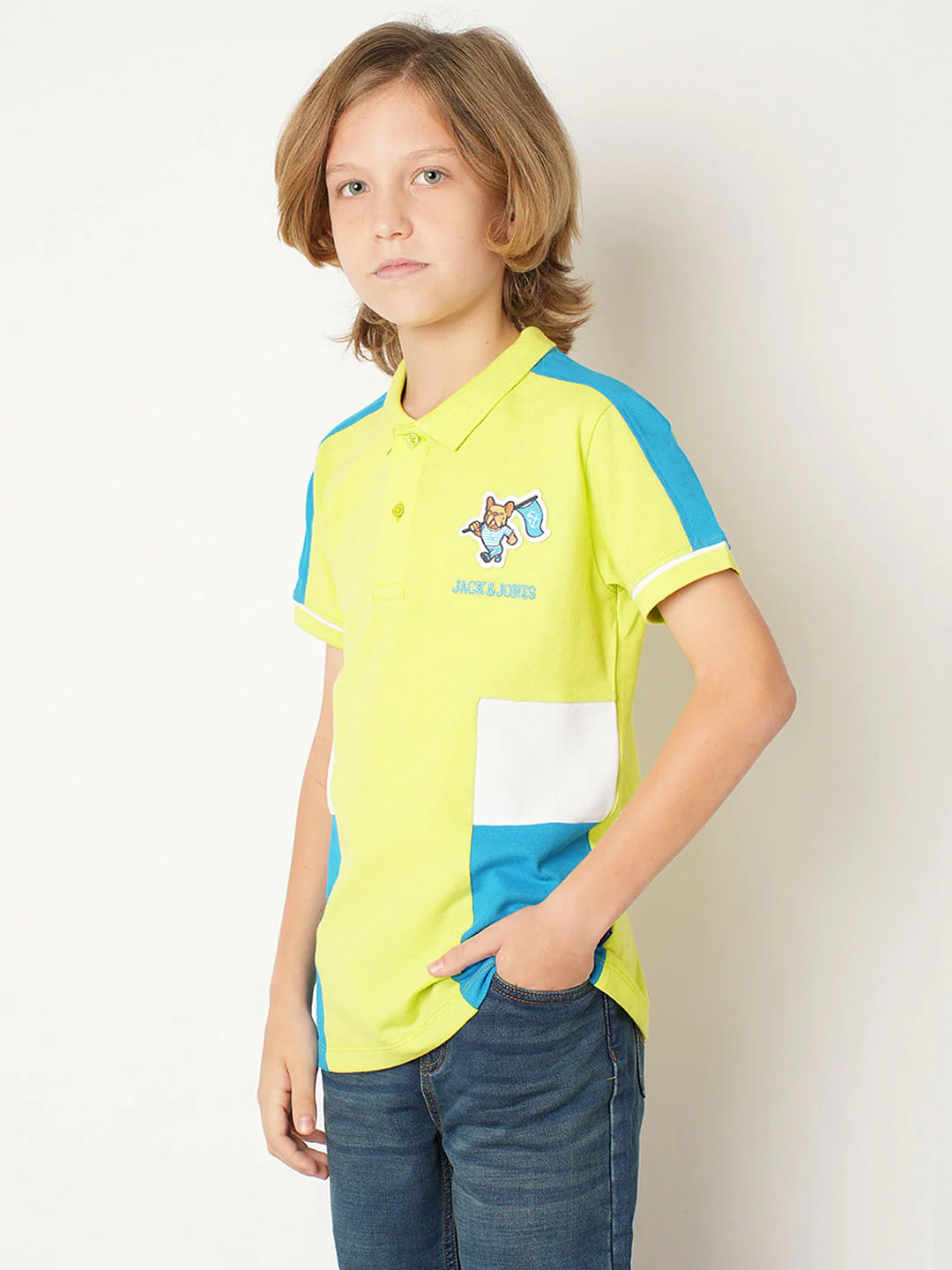 Boys Yellow Colourblocked Polo T-shirt - Image 3