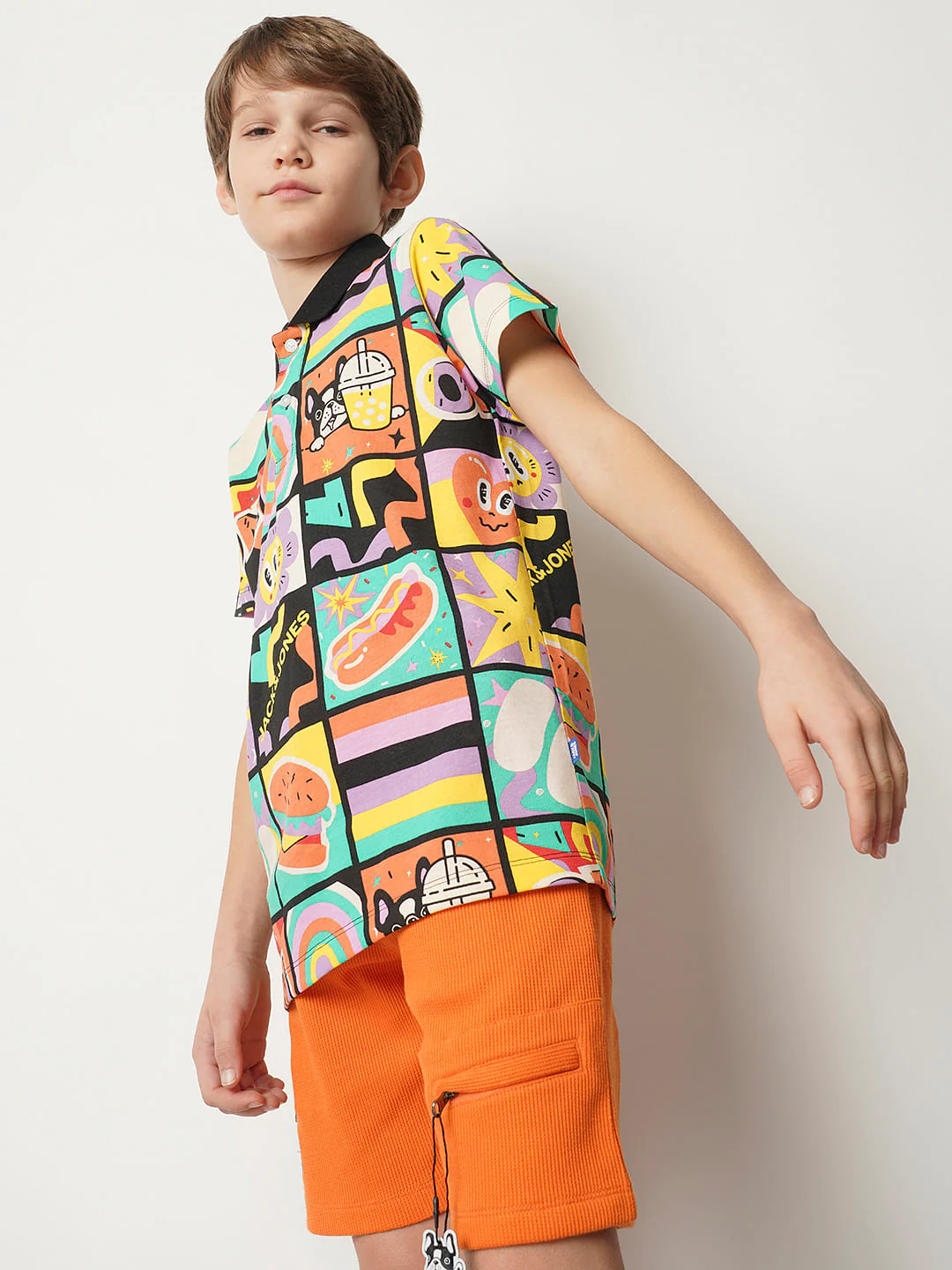 Black Printed Polo T-shirt - Image 3
