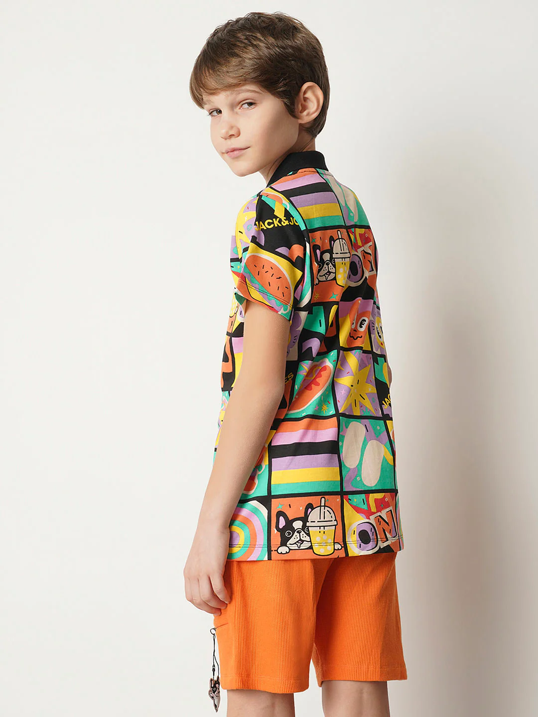 Black Printed Polo T-shirt - Image 4