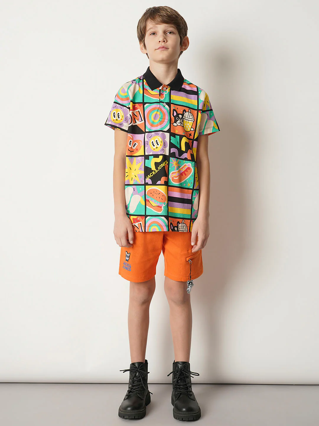 Black Printed Polo T-shirt - Image 5
