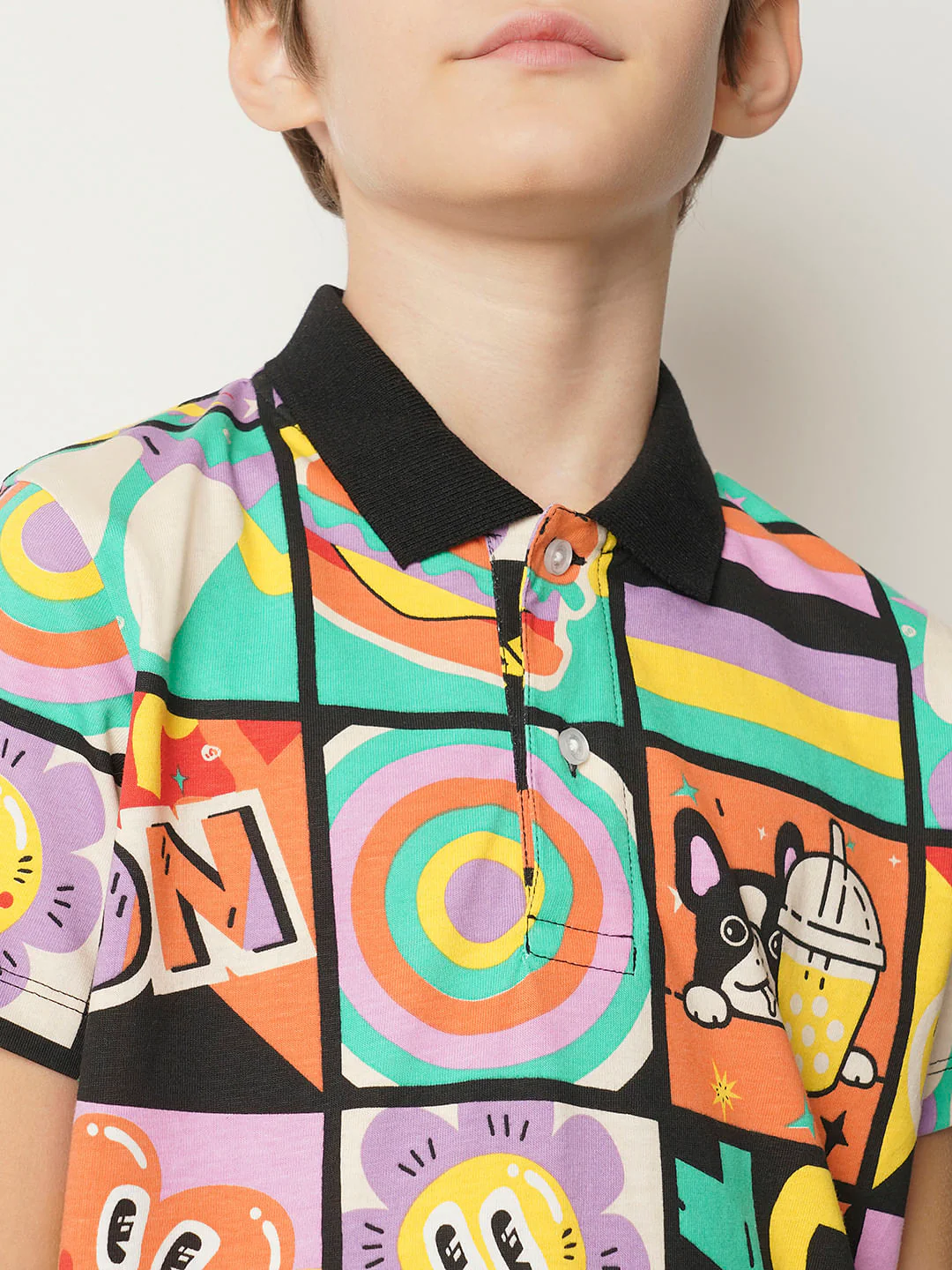 Black Printed Polo T-shirt - Image 6